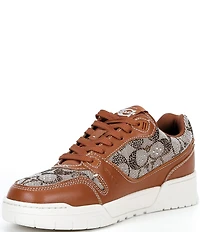 COACH Women's Soho Crystal Signature Jacquard Logo Lace Up Sneakers
