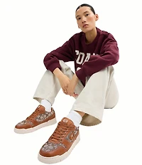 COACH Women's Soho Crystal Signature Jacquard Logo Lace Up Sneakers