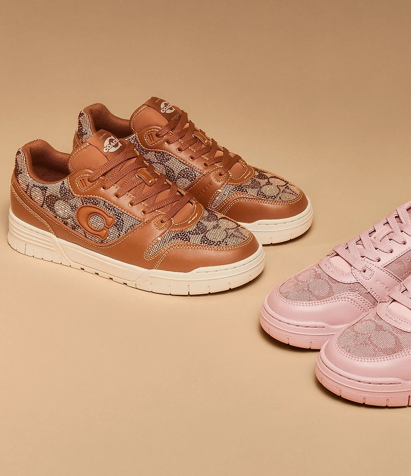 COACH Women's Soho Crystal Signature Jacquard Logo Lace Up Sneakers