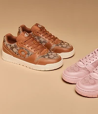 COACH Women's Soho Crystal Signature Jacquard Logo Lace Up Sneakers