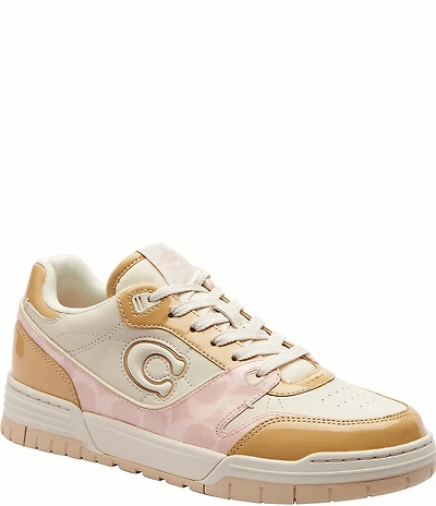 COACH Women's Soho Patent Signature Coated Canvas Lace Up Sneakers