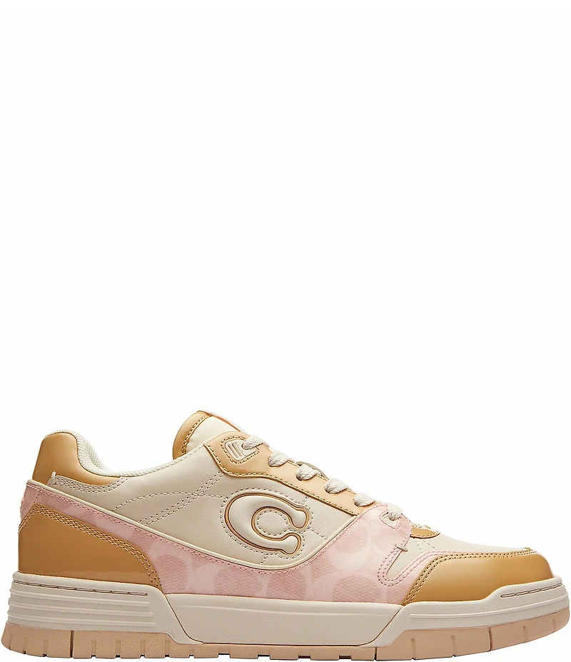 COACH Women's Soho Patent Signature Coated Canvas Lace Up Sneakers
