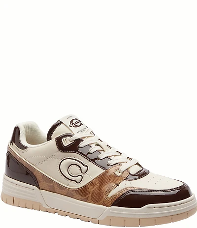 COACH Women's Soho Patent Signature Coated Canvas Lace Up Sneakers