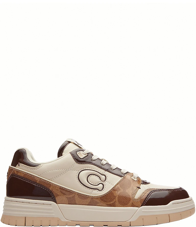 COACH Women's Soho Patent Signature Coated Canvas Lace Up Sneakers