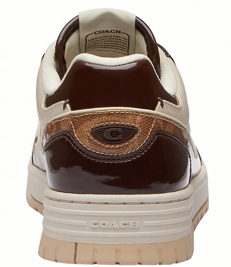 COACH Women's Soho Patent Signature Coated Canvas Lace Up Sneakers