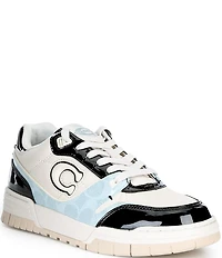 COACH Women's Soho Patent Signature Coated Canvas Lace Up Sneakers
