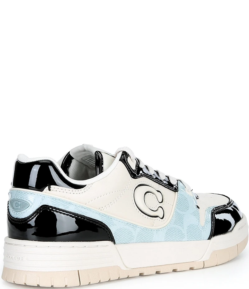 COACH Women's Soho Patent Signature Coated Canvas Lace Up Sneakers