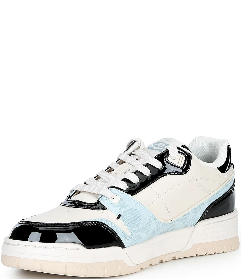 COACH Women's Soho Patent Signature Coated Canvas Lace Up Sneakers