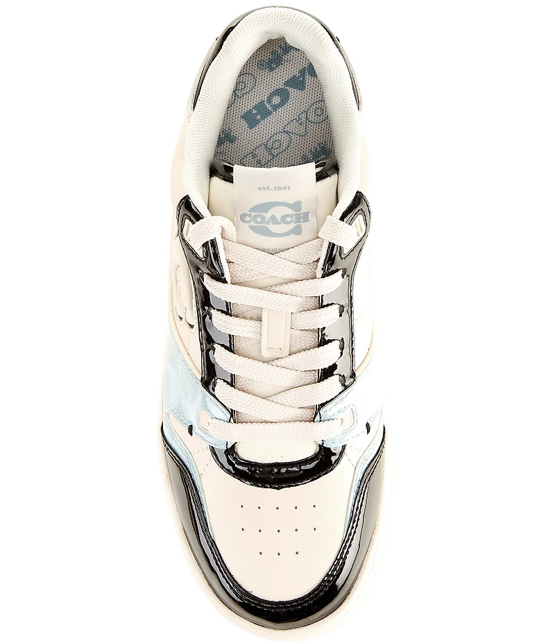 COACH Women's Soho Patent Signature Coated Canvas Lace Up Sneakers