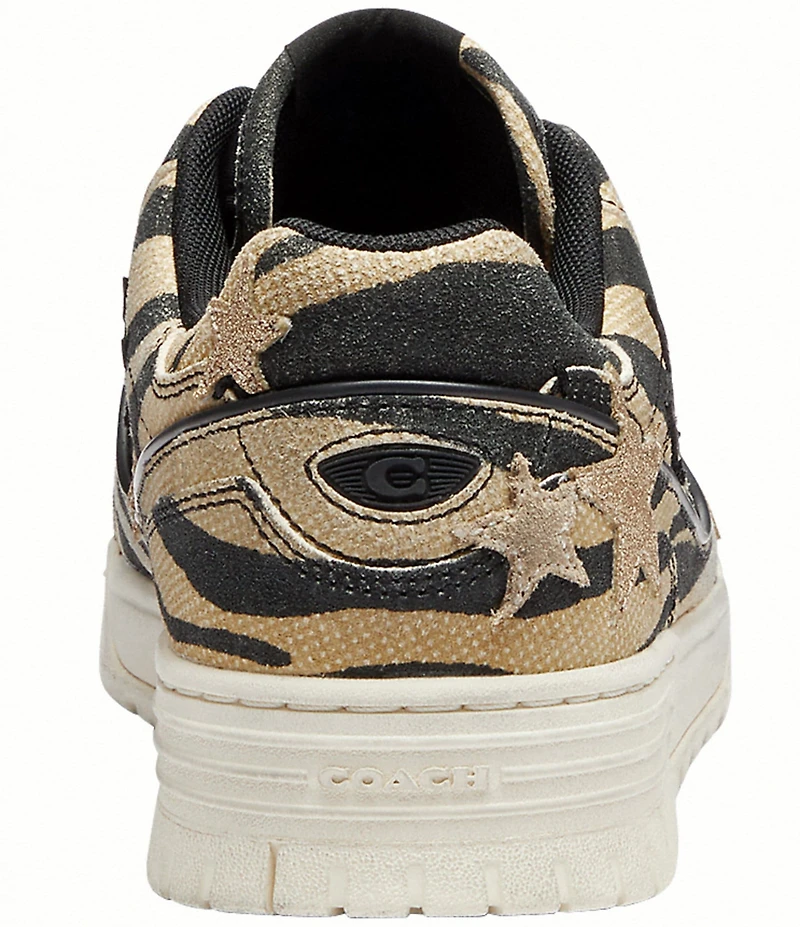 COACH Women's Soho Star Tiger Print Leather Lace Up Sneakers