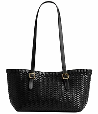 COACH Woven Swing Leather Buckle Handles Satchel Bag