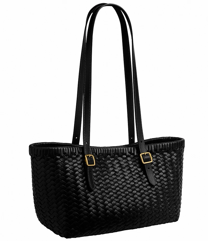 COACH Woven Swing Leather Buckle Handles Satchel Bag