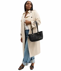 COACH Woven Swing Leather Buckle Handles Satchel Bag