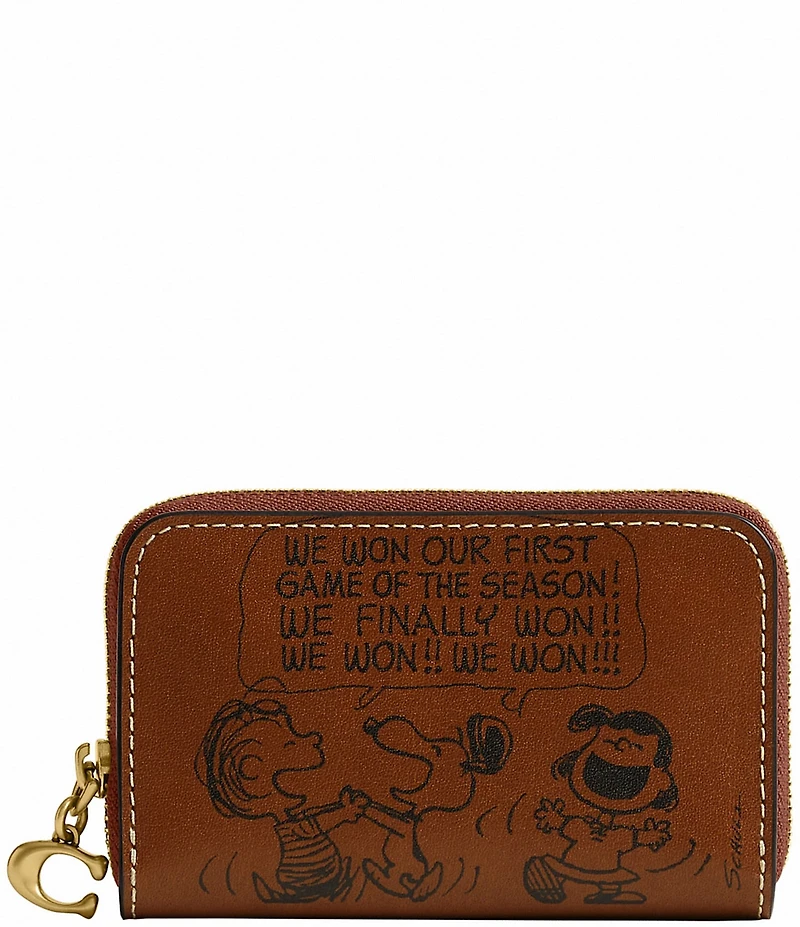 COACH x Peanuts Small Zip Around Card Case with Newspaper Print