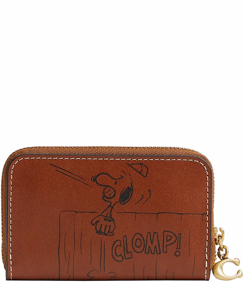COACH x Peanuts Small Zip Around Card Case with Newspaper Print