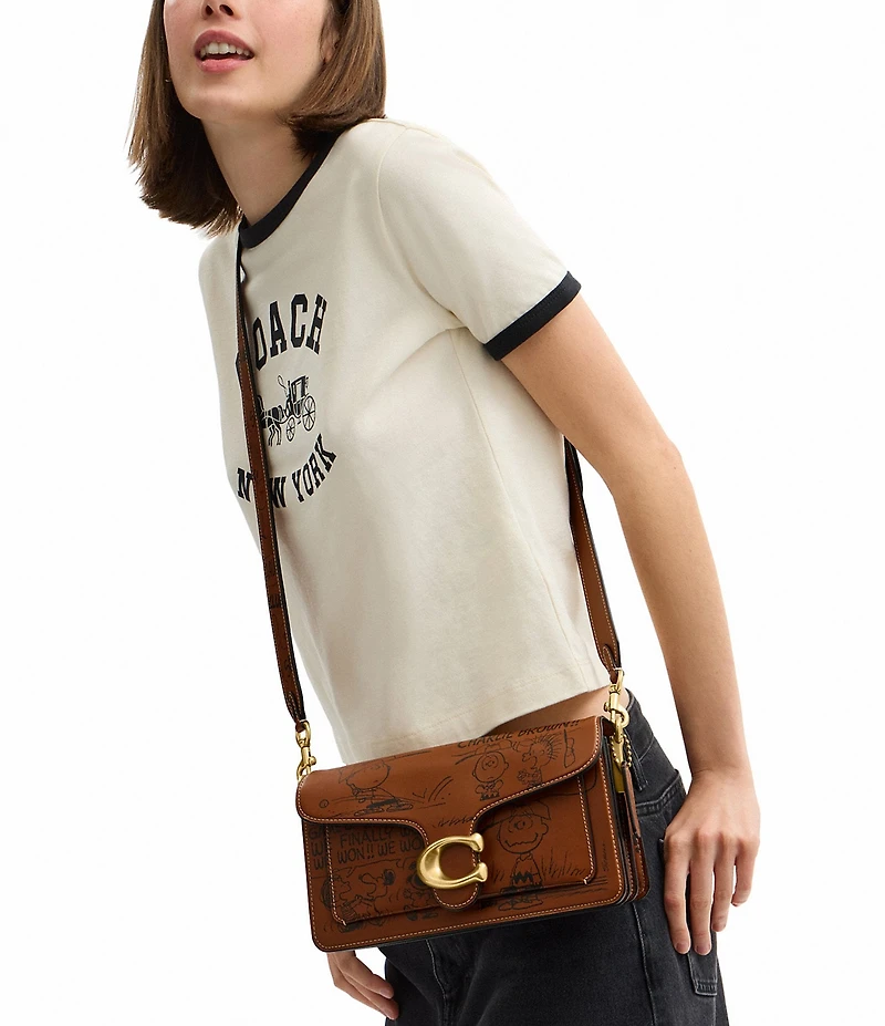 COACH x Peanuts Tabby Shoulder 26 with Newspaper Print
