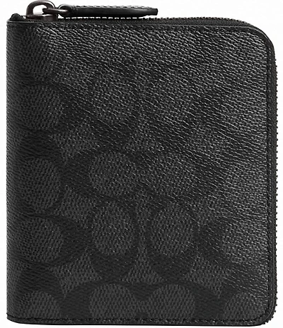 COACH Zip Around Signature Canvas Coin Wallet