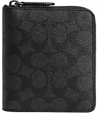 COACH Zip Around Signature Canvas Coin Wallet