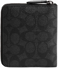 COACH Zip Around Signature Canvas Coin Wallet