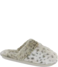 Cobian Minouu Fuzzy Faux Fur Snow Leopard Mule Slippers