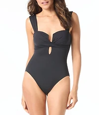 Coco Contours Harmonia Wrap Front Draped Plunge Neck One Piece