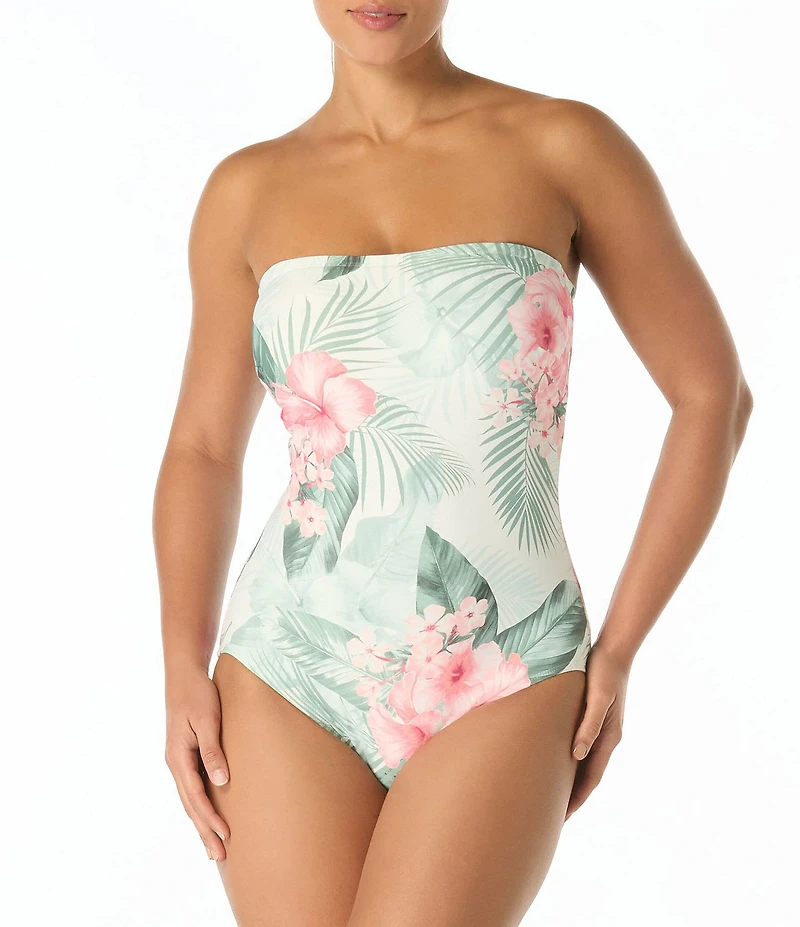 Coco Contours Hibiscus Breeze Bandeau One Piece Swimsuit