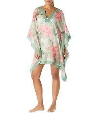Coco Contours Hibiscus Split V-Neck Dolman Sleeve Cover-Up Caftan