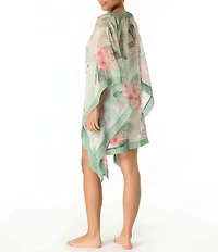 Coco Contours Hibiscus Split V-Neck Dolman Sleeve Cover-Up Caftan
