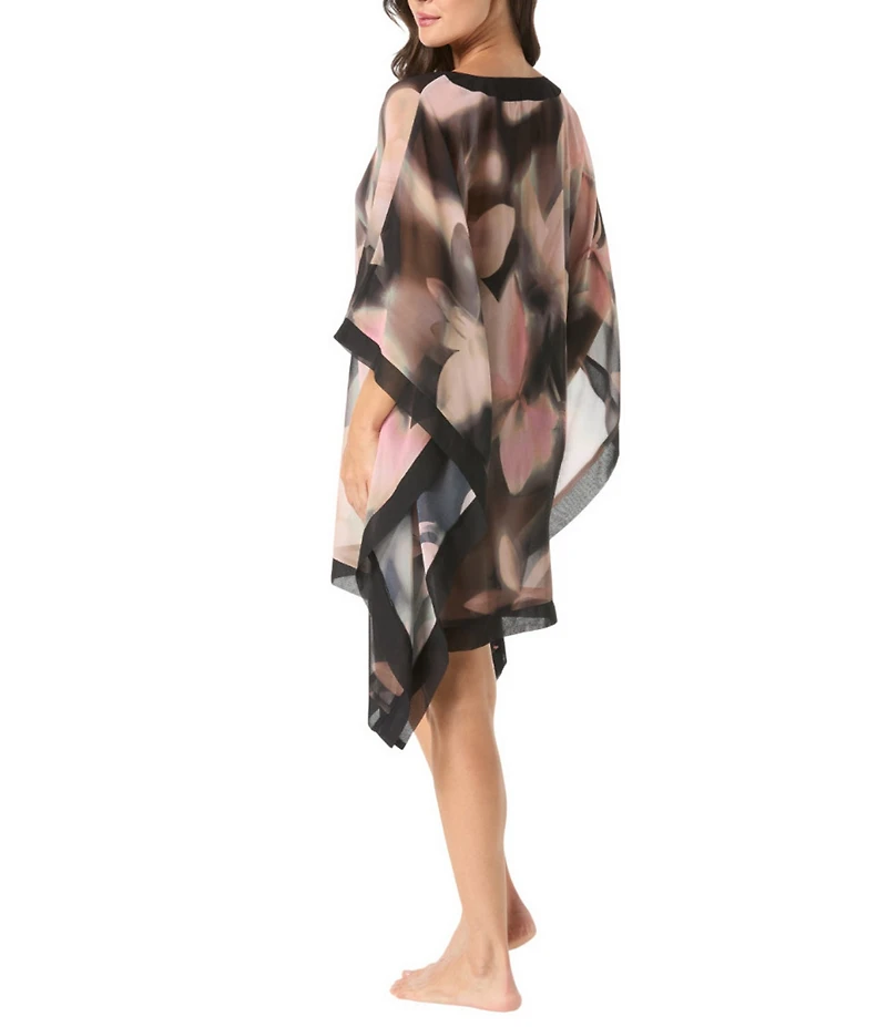 Coco Contours Plumeria Haze Deep V-Neck Grand Caftan Swim Cover-Up