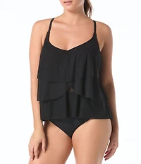 Coco Reef Classic Solid Lotus Ruffle Underwire Bra Size Tankini Swim Top