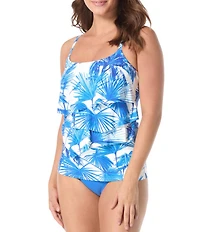 Coco Reef Palm Tree Paradise Aura Ruffle Tiered Tankini Swim Top