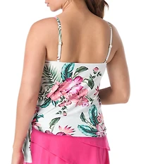 Coco Reef Spiced Tropical Floral Bra Size Scoop Neck Underwire Tankini Swim Top