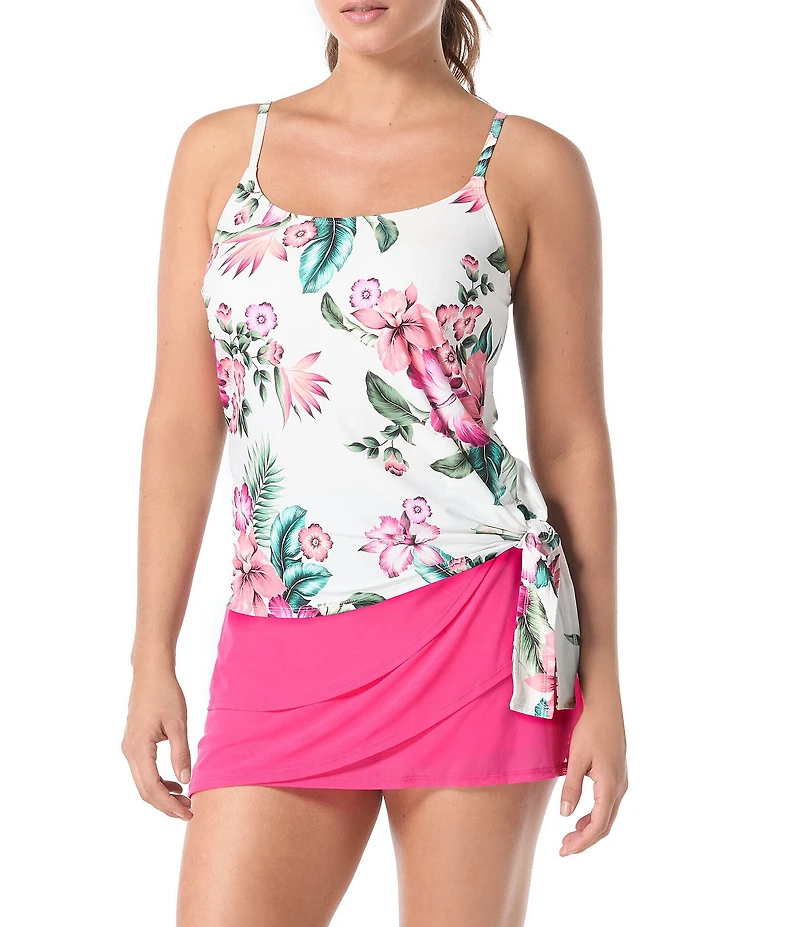 Coco Reef Spiced Tropical Floral Bra Size Scoop Neck Underwire Tankini Swim Top