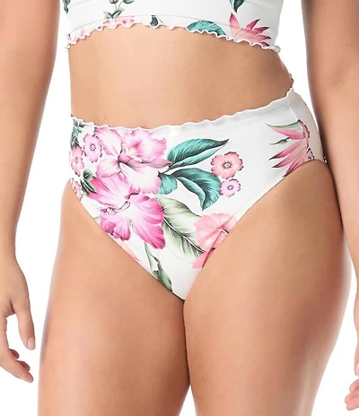 Coco Reef Spiced Tropical Pearl Ruffle High Waist Swim Bottom