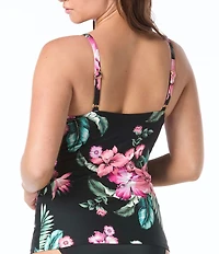 Coco Reef Spiced Tropical Tiered Ruffle Underwire Bra Size Tankini Swim Top