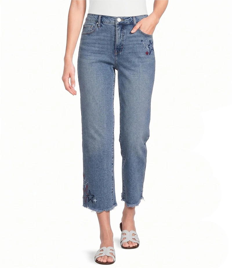 Code Bleu Chelsea Denim High-Rise Star Design Capri Jeans