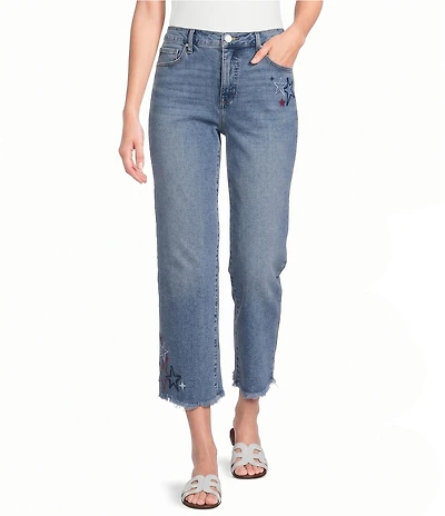 Code Bleu Chelsea Denim High-Rise Star Design Capri Jeans