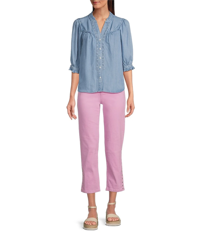 Code Bleu Chelsea High-Rise Straight Leg Micro Snap Hem Jeans