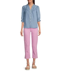 Code Bleu Chelsea High-Rise Straight Leg Micro Snap Hem Jeans