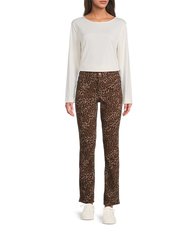 Code Bleu Chelsea Leopard Print Straight Leg Jeans