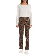 Code Bleu Chelsea Leopard Print Straight Leg Jeans
