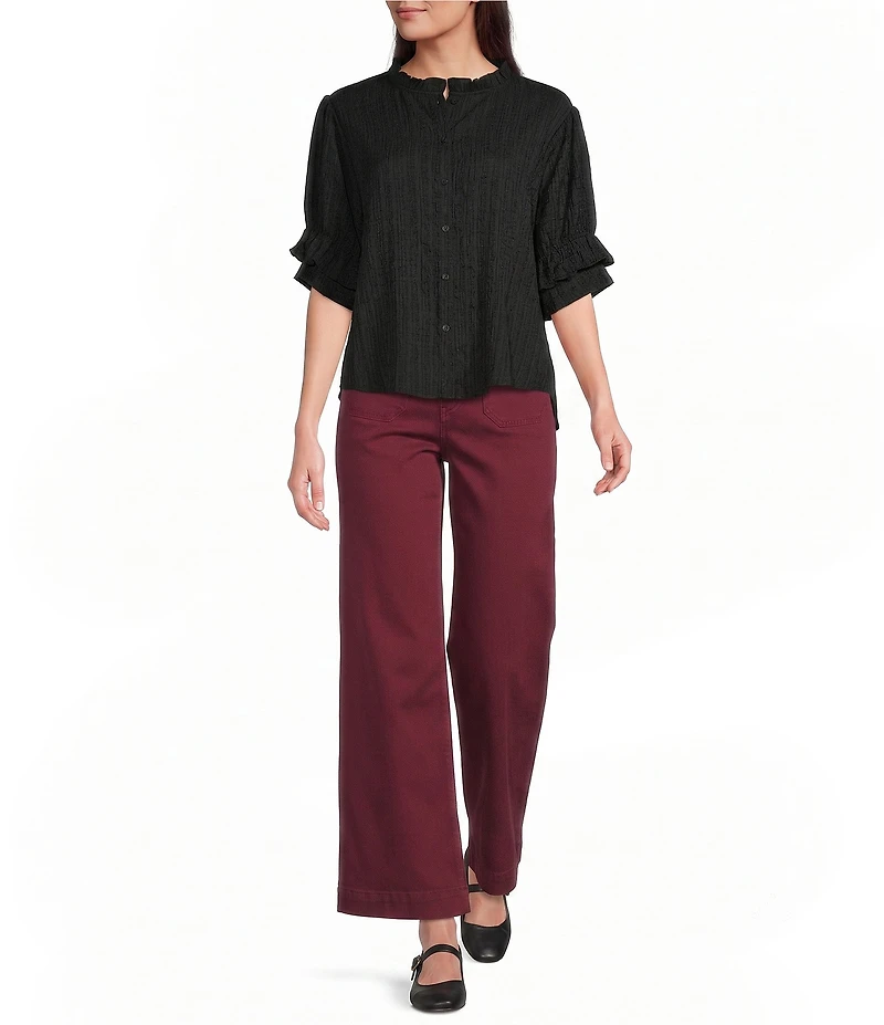Code Bleu Chelsea Mid Rise Wide Leg Patch Pocket Jeans