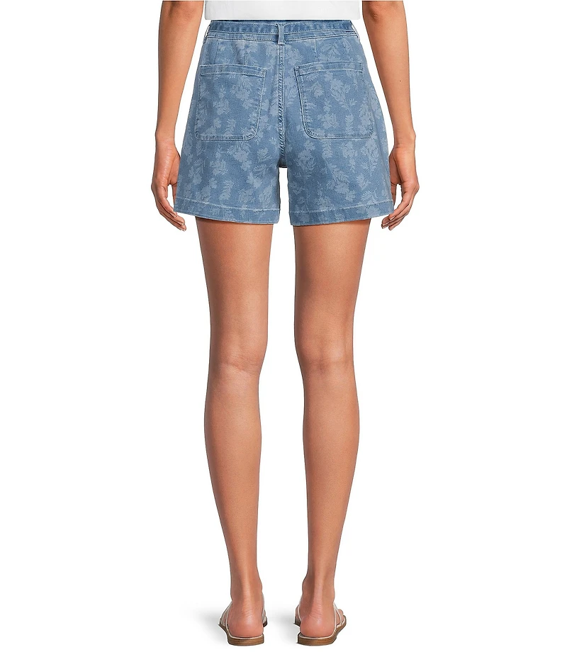 Code Bleu Chelsea Stretch Denim Floral Print High Rise Shorts