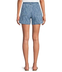 Code Bleu Chelsea Stretch Denim Floral Print High Rise Shorts