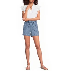 Code Bleu Chelsea Stretch Denim Floral Print High Rise Shorts