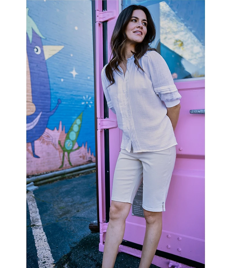 Code Bleu Chelsea Stretch Denim High Rise Bermuda Shorts