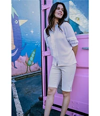 Code Bleu Chelsea Stretch Denim High Rise Bermuda Shorts
