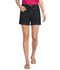 Code Bleu Chelsea Stretch Denim Mid Rise Tie Waist Shorts