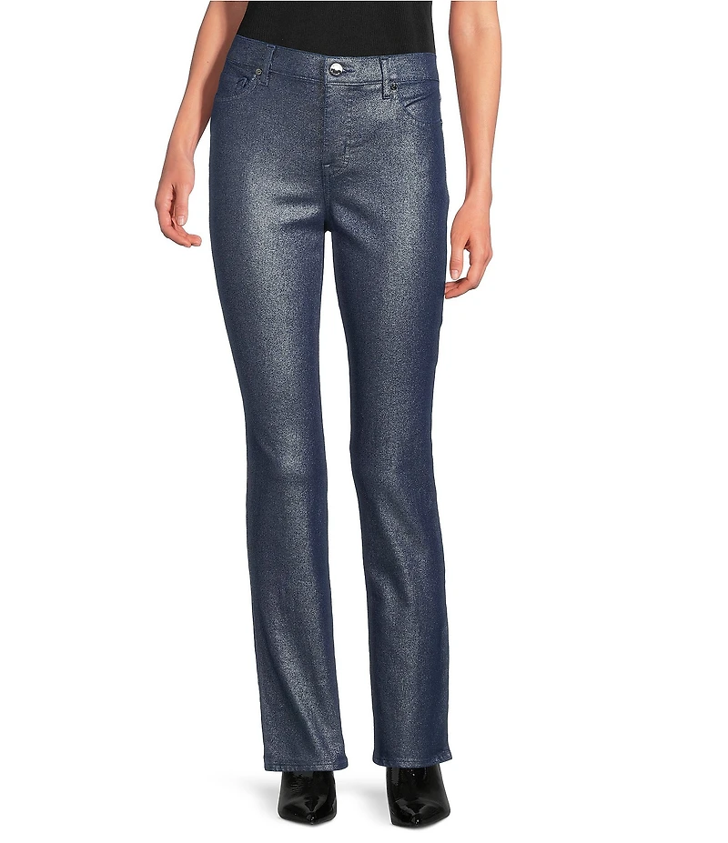 Code Bleu Chelsea Stretch Foil Coated Denim Straight Leg Ankle Jeans