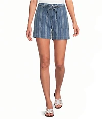 Code Bleu Chelsea Stripe High Rise Wide Leg Tie Waist Shorts